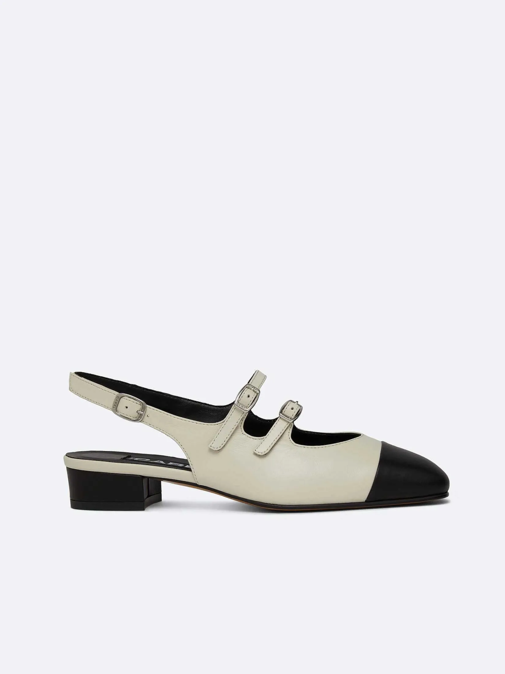 Beige And Black Leather Slingback Mary Janes-Carel Online