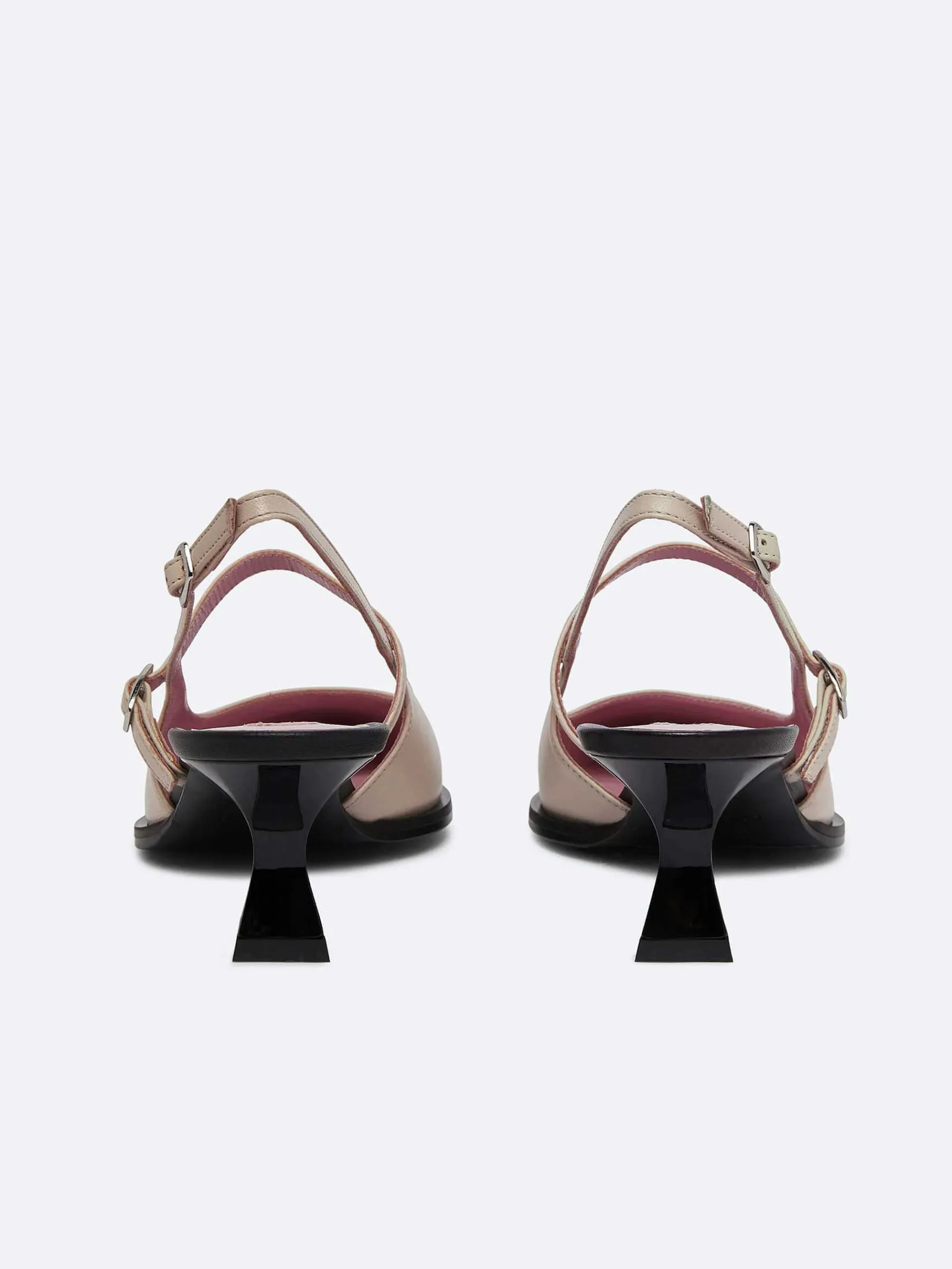 Beige And Black Leather Slingback Pumps-Carel Online