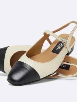 Beige And Black Leather Slingback-Carel New