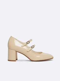 Beige Patent Leather Mary Janes Pumps-Carel New