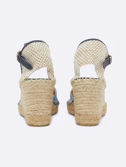 Bi Denim Fabric Wedge Espadrilles-Carel Cheap