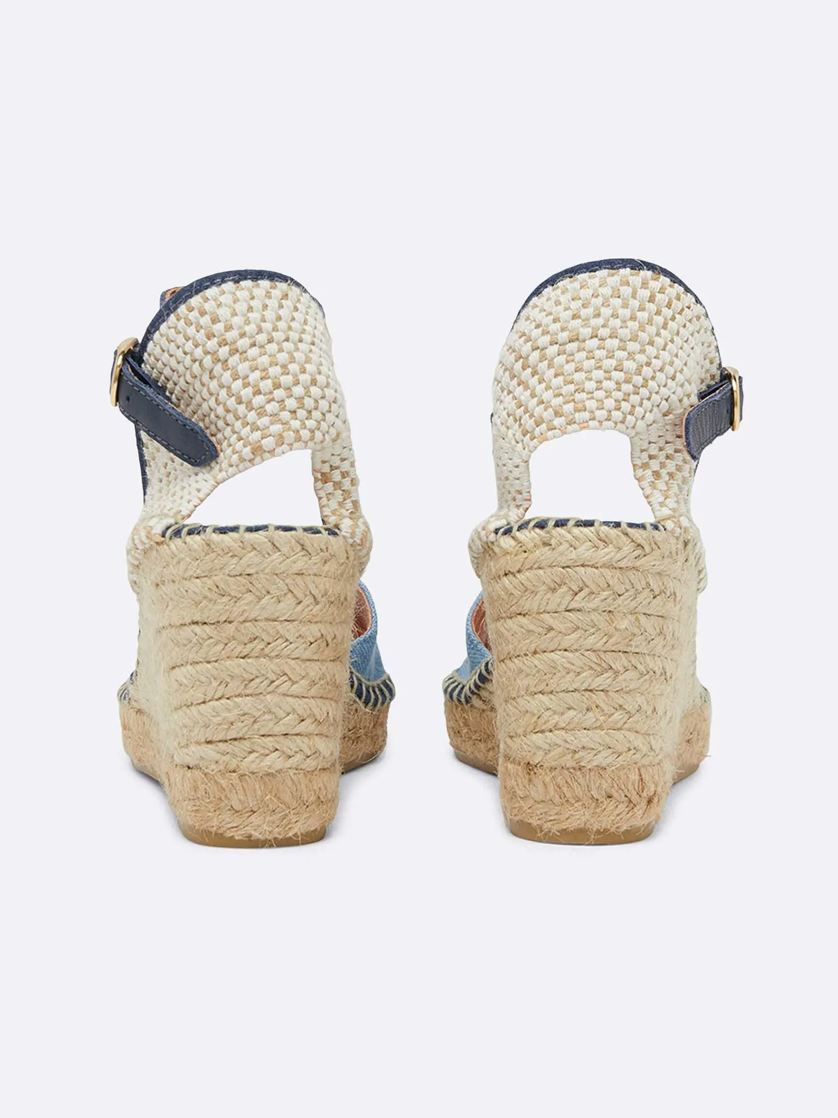 Bi Denim Fabric Wedge Espadrilles-Carel Cheap