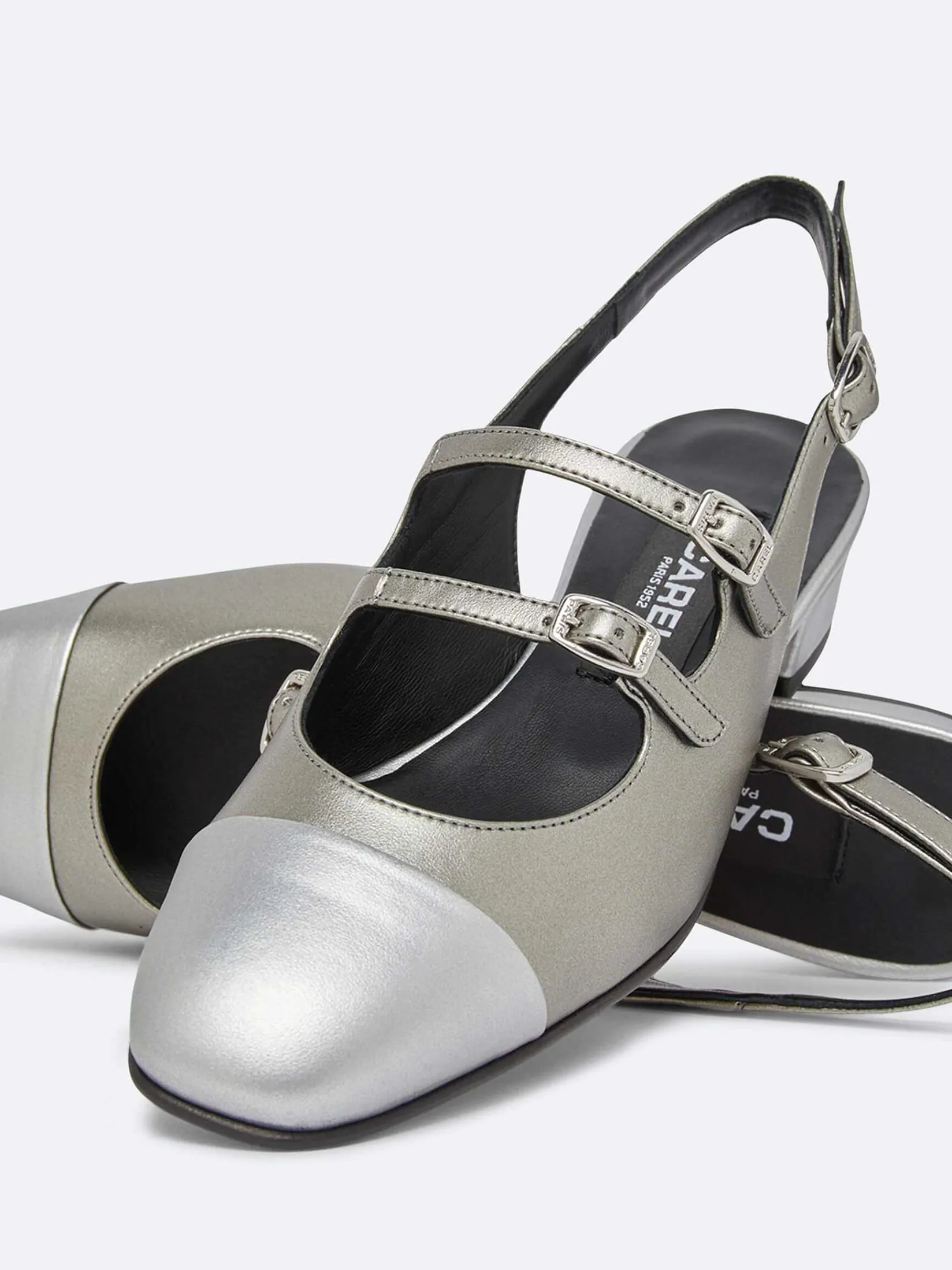 Bi Silver Appleskin Slingback Mary Janes-Carel Clearance