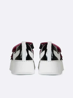 Black And Ivory Eco Patent Sneakers-Carel Hot