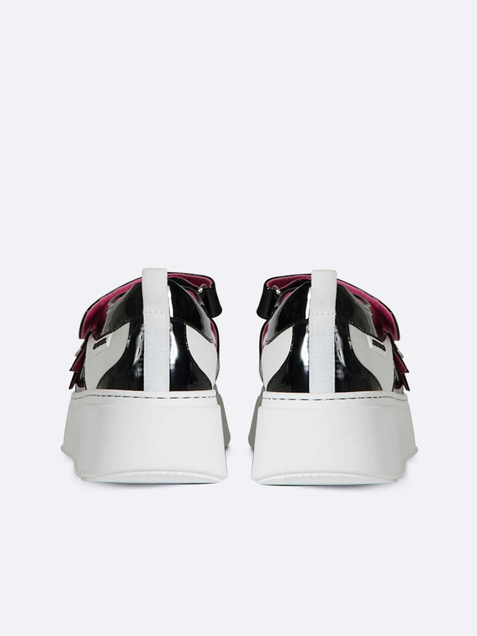 Black And Ivory Eco Patent Sneakers-Carel Hot