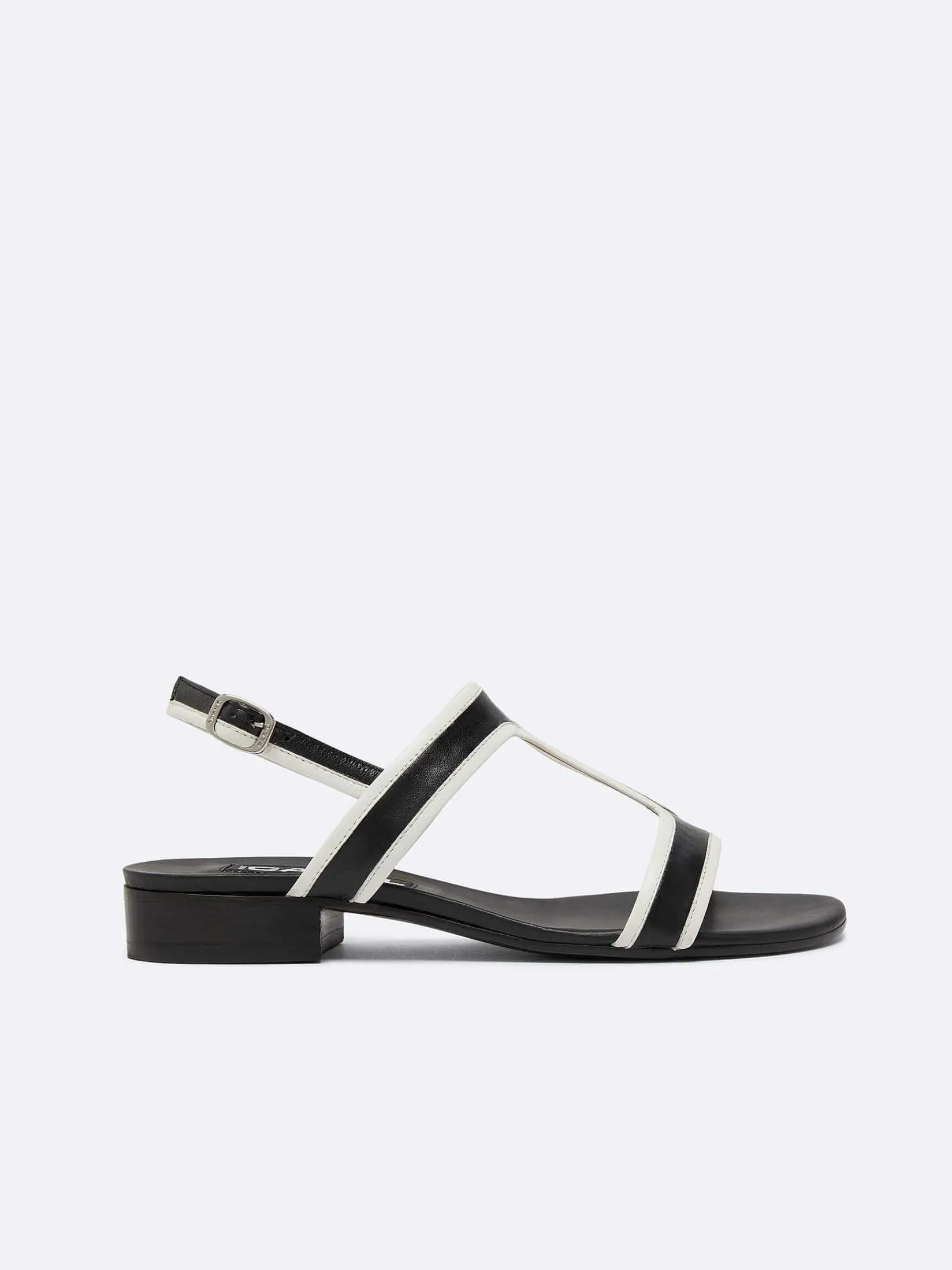 Black And Ivory Leather Sandals-Carel Sale