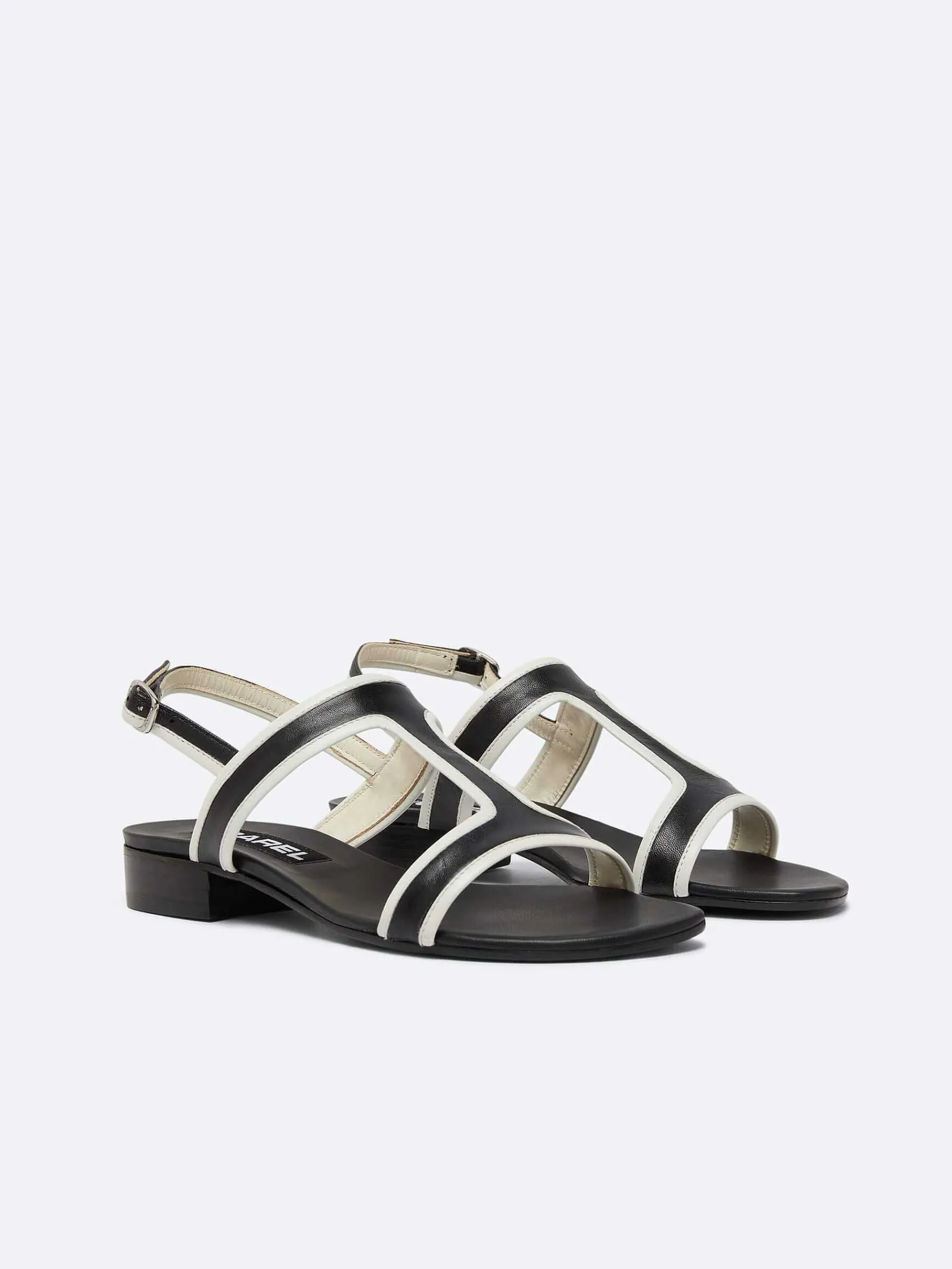 Black And Ivory Leather Sandals-Carel Sale