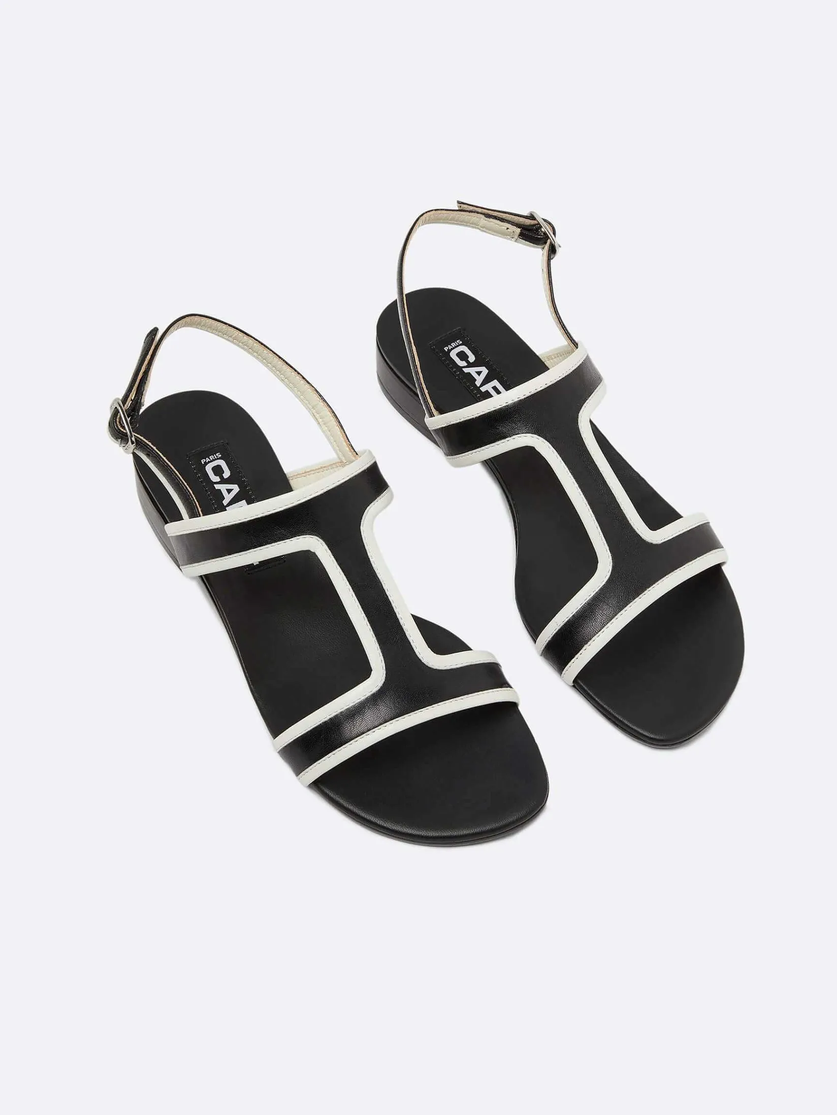 Black And Ivory Leather Sandals-Carel Sale
