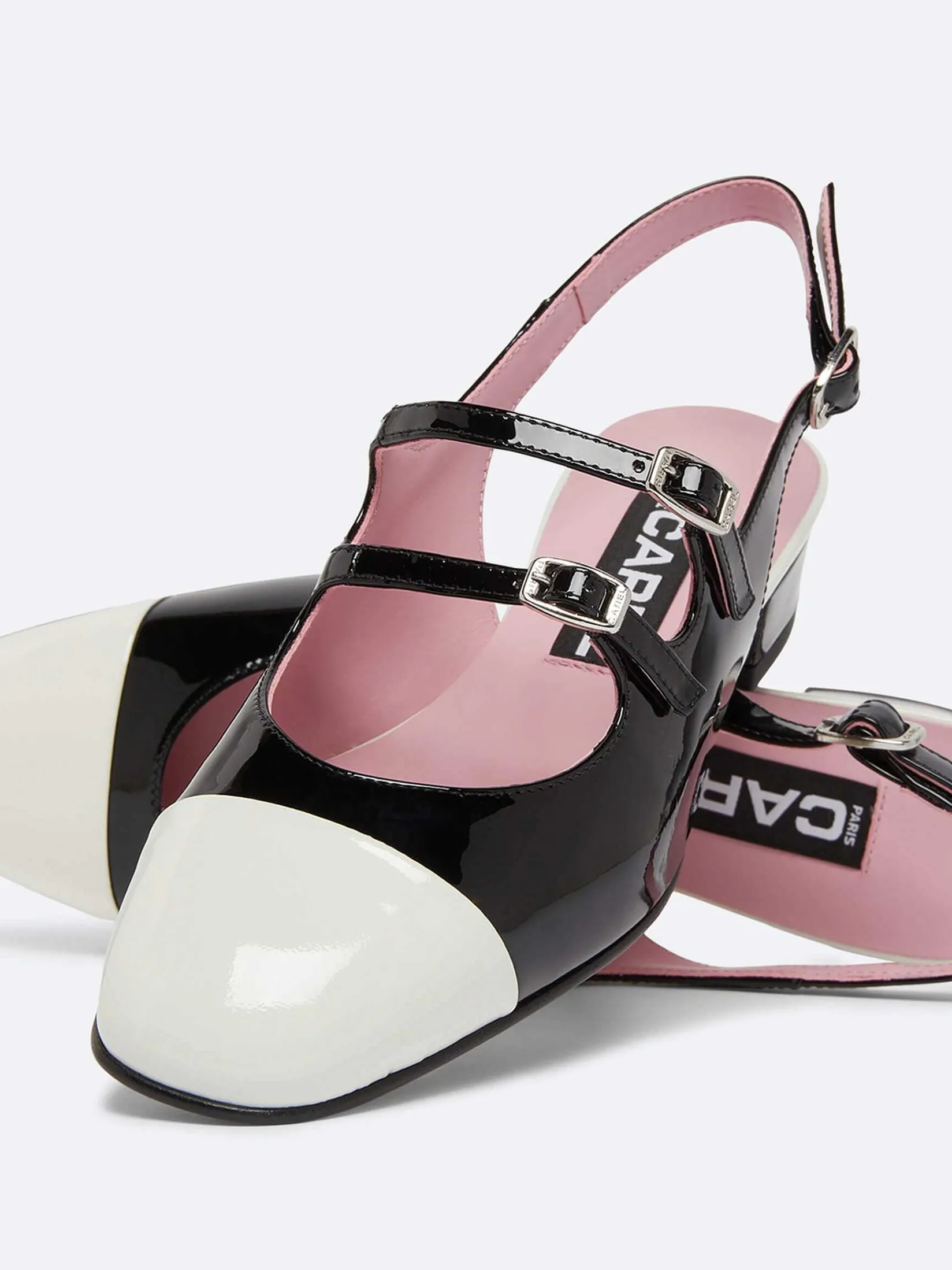Black And Ivory Patent Leather Slingback Mary Janes-Carel Best Sale