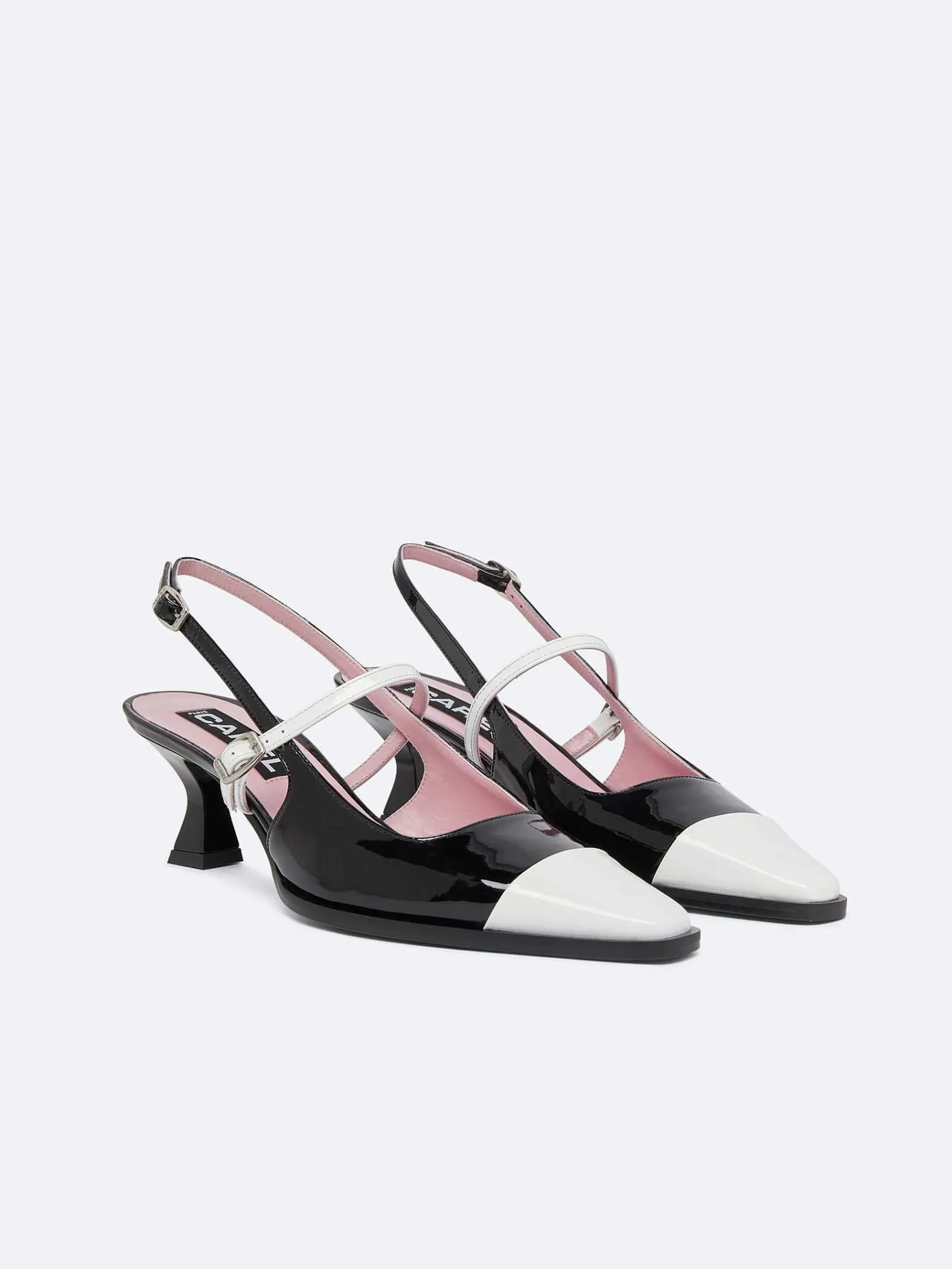 Black And White Patent Leather Slingback Pumps-Carel Best Sale