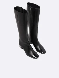 Black Leather And Patent Leather Boots-Carel Store