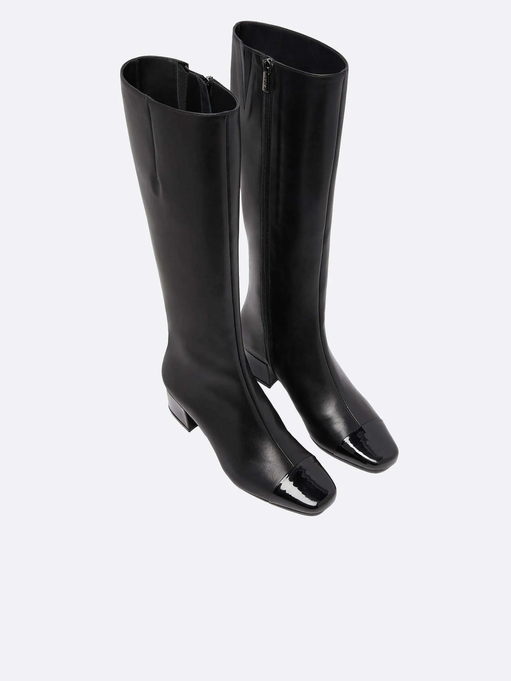 Black Leather And Patent Leather Boots-Carel Store