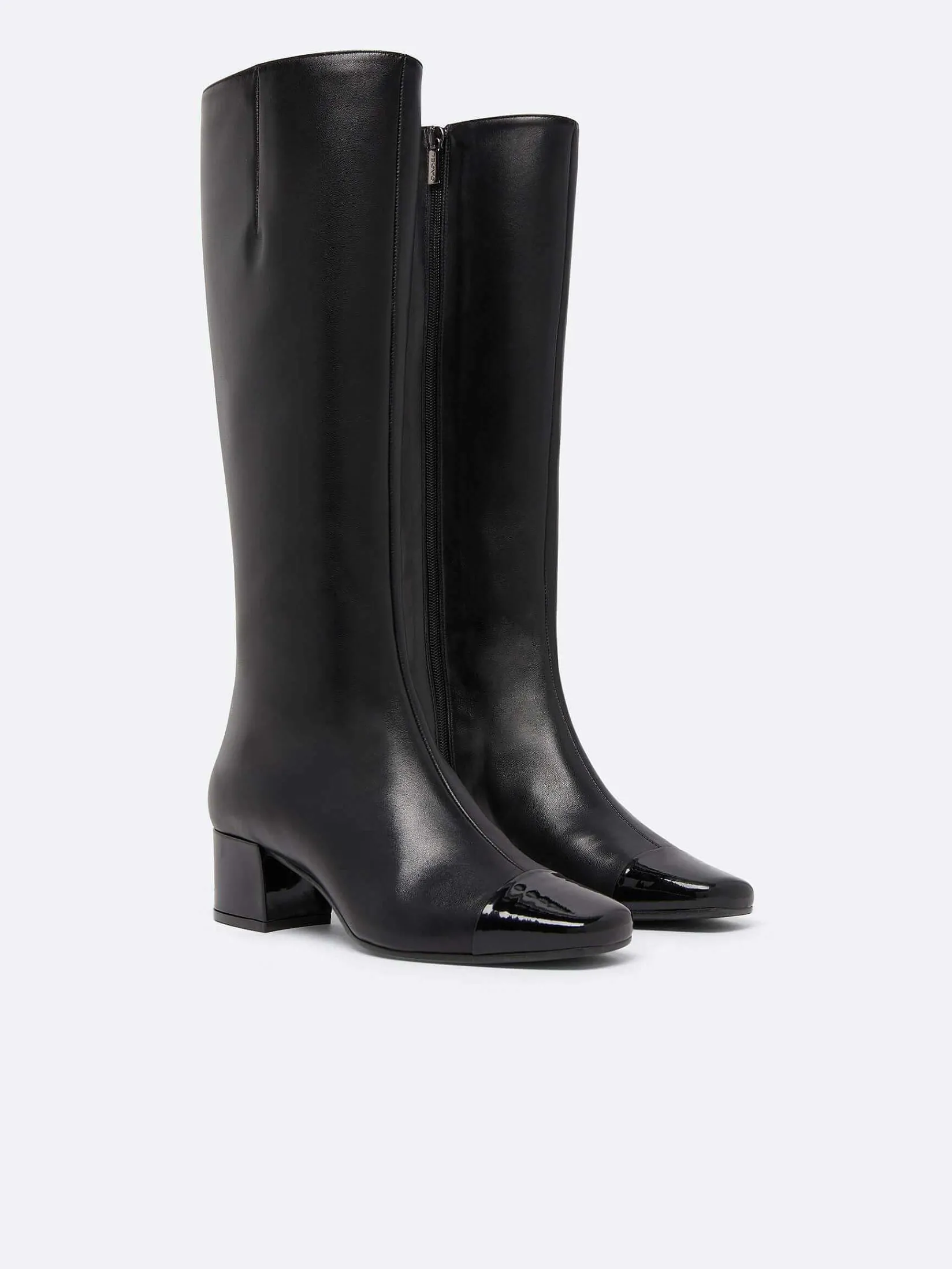 Black Leather And Patent Leather Boots-Carel Store