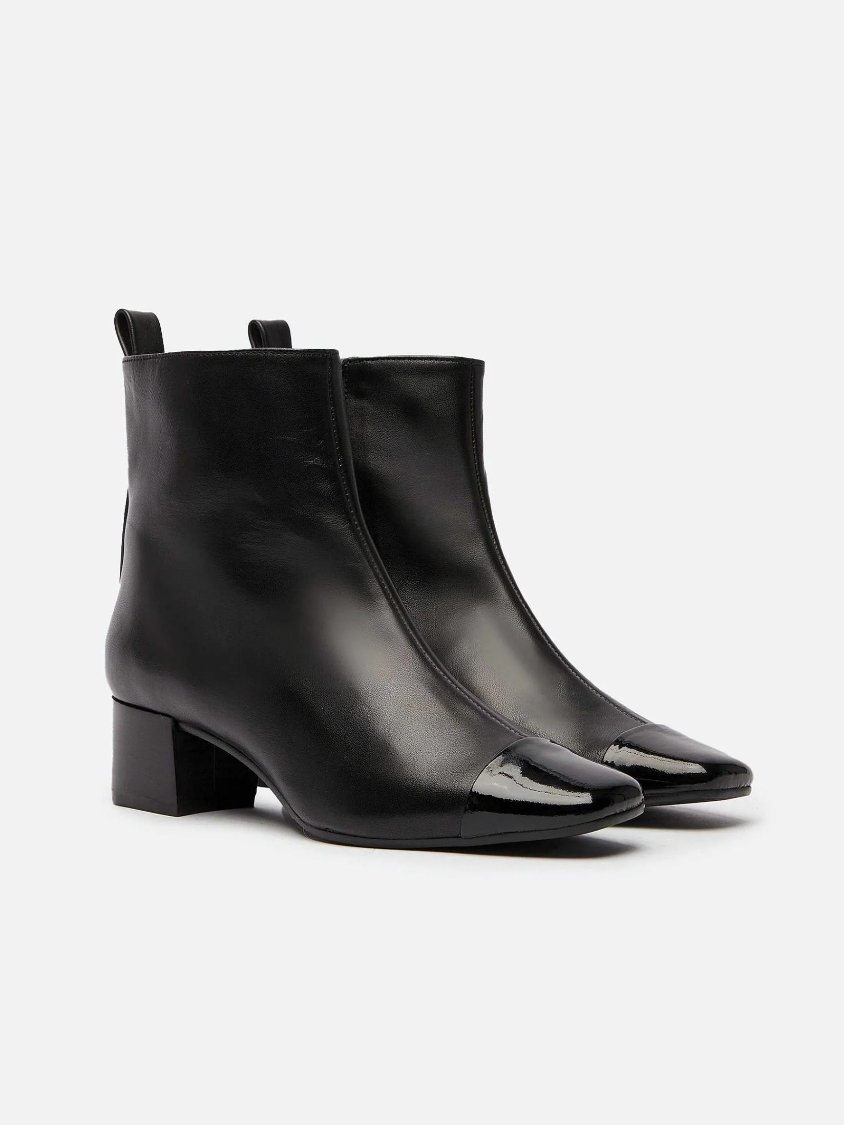 Black Leather And Patent Ankle Boots-Carel Shop