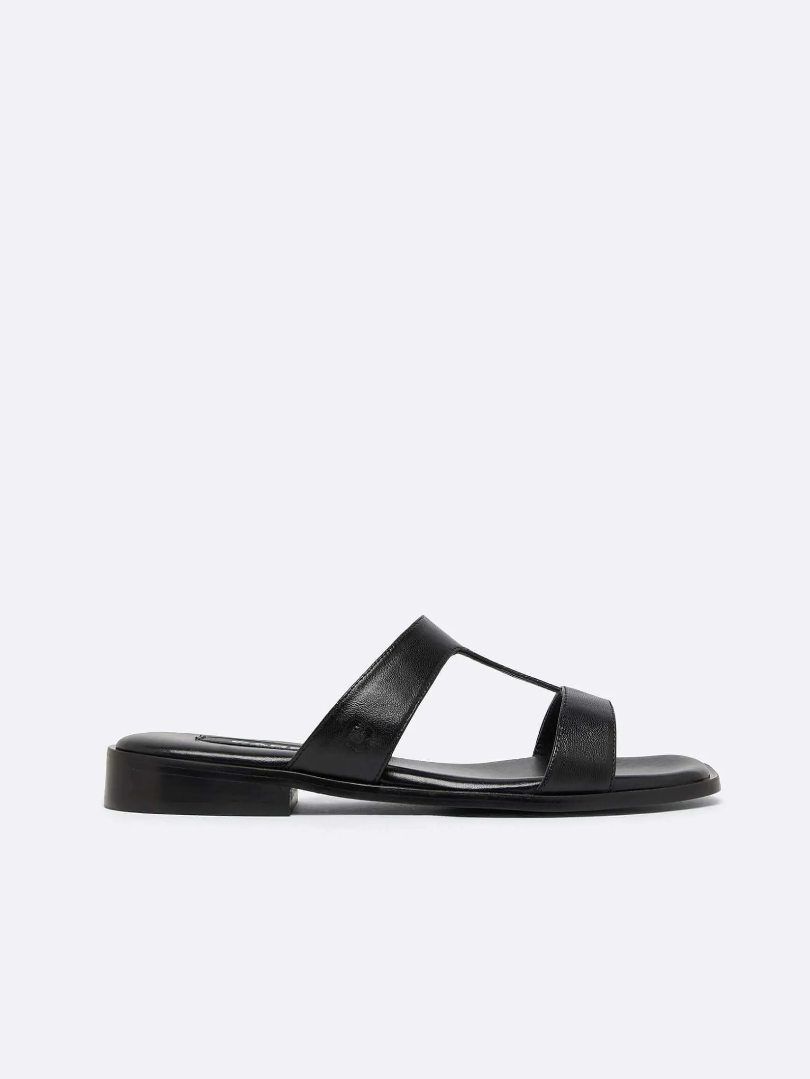Black Leather Flat Mules-Carel Outlet