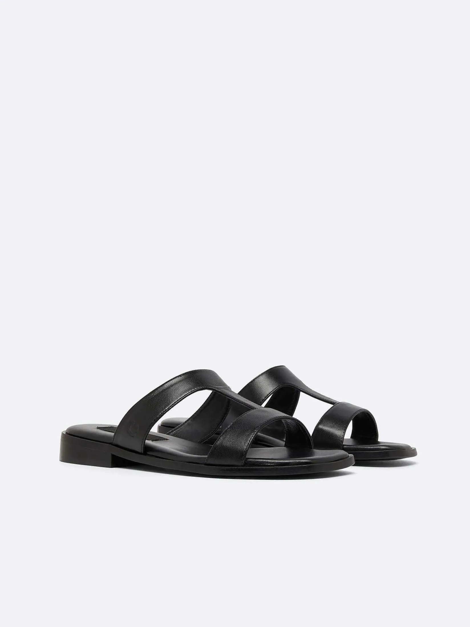 Black Leather Flat Mules-Carel Outlet