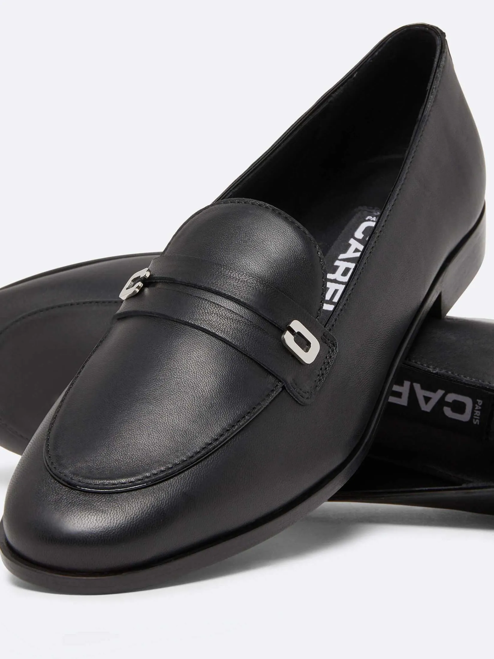 Black Leather Loafers-Carel Cheap