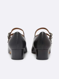 Black Leather Mary Janes Pumps-Carel Store