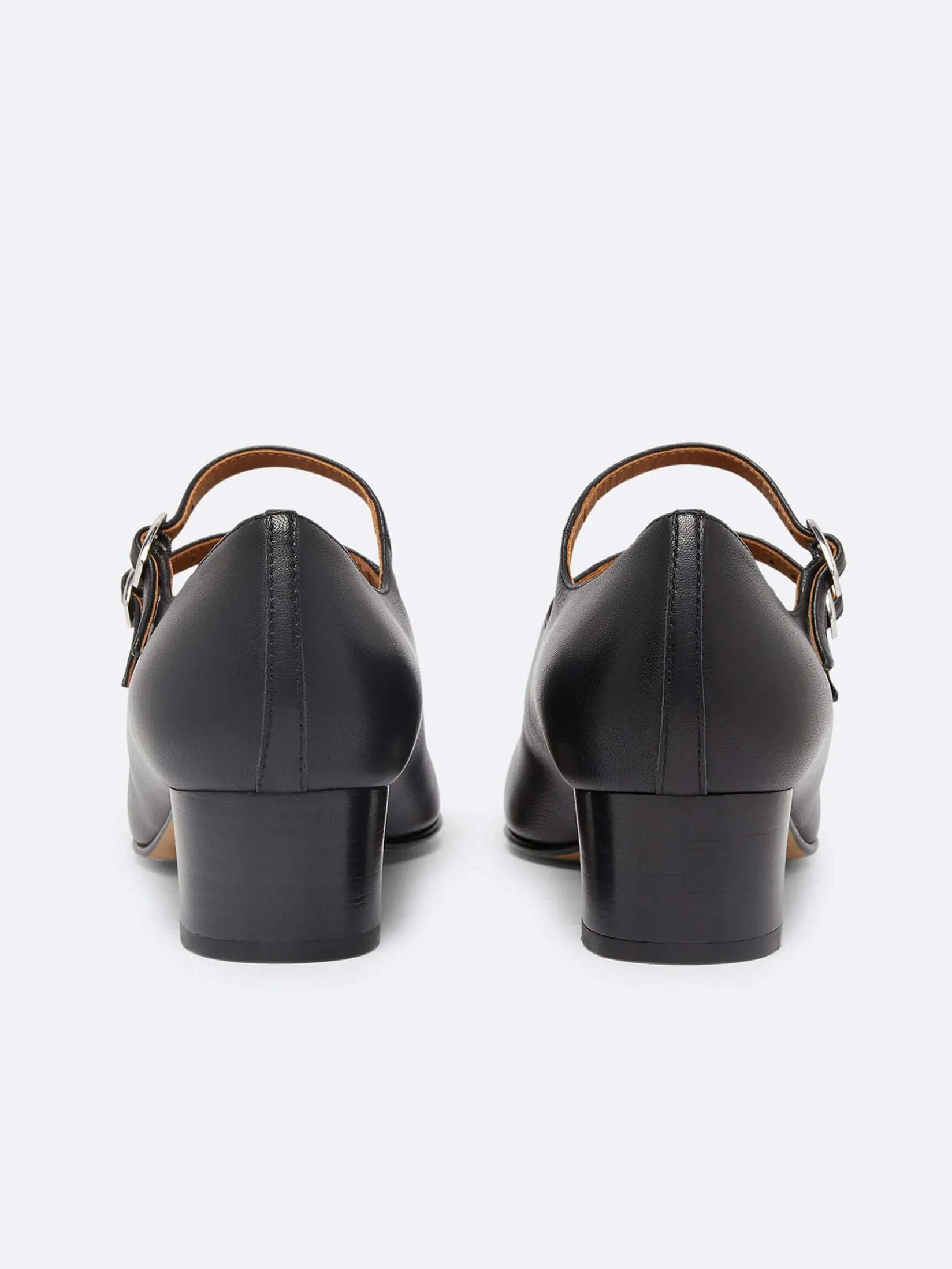 Black Leather Mary Janes Pumps-Carel Store