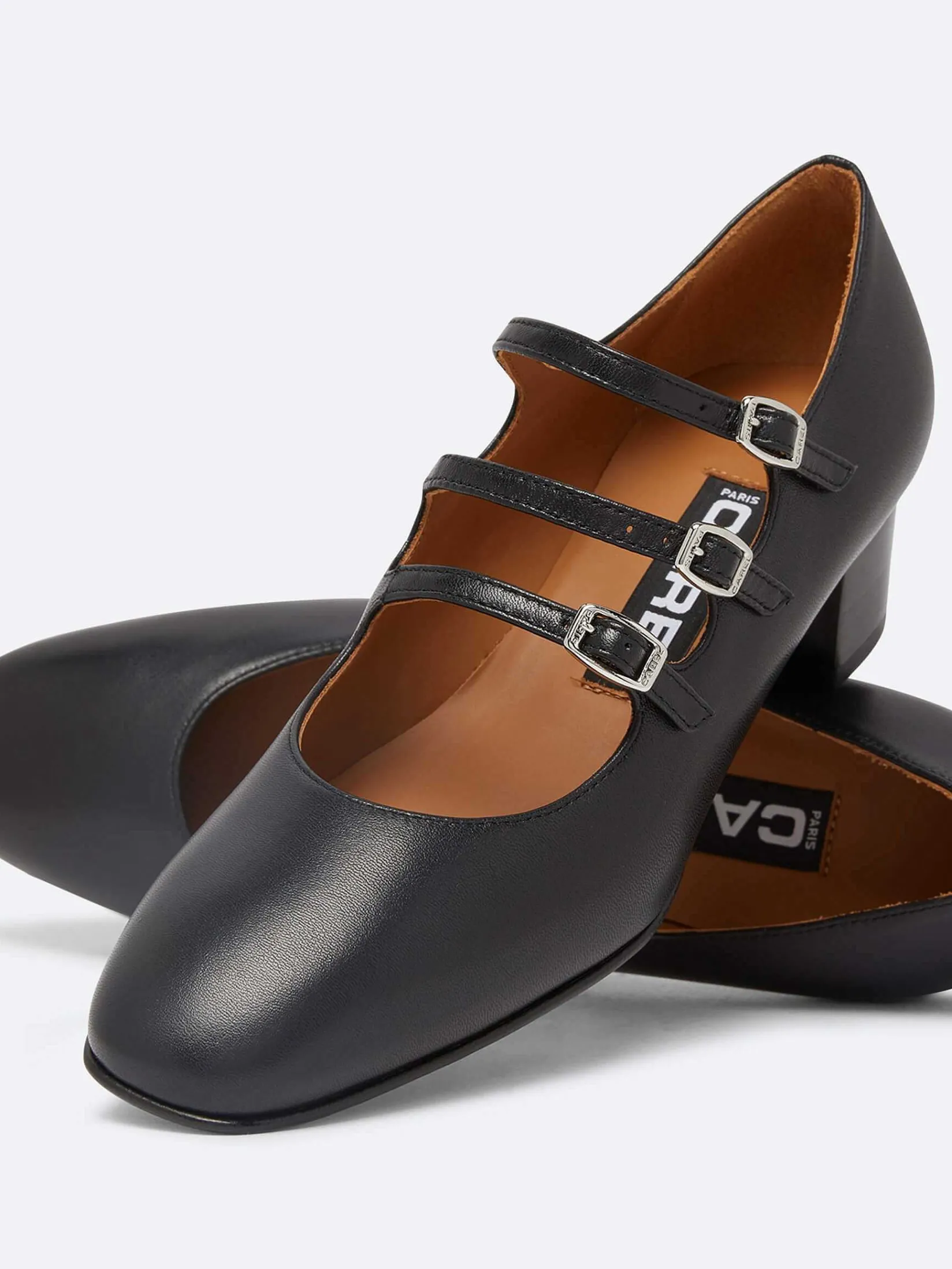 Black Leather Mary Janes Pumps-Carel Store