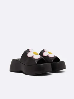 Black Leather Platform Mules-Carel Best Sale