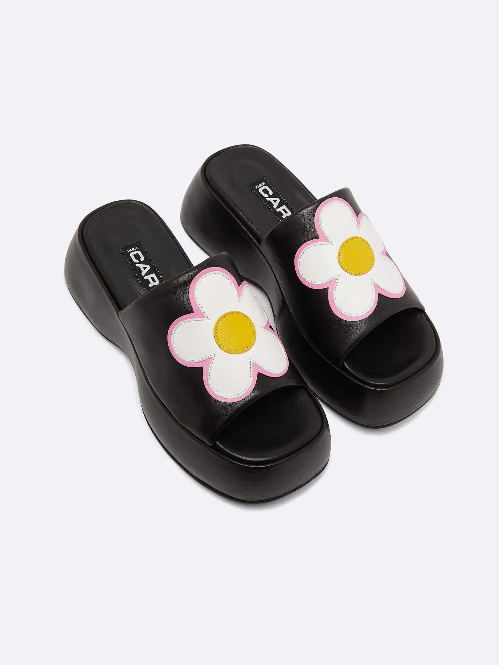 Black Leather Platform Mules-Carel Best Sale