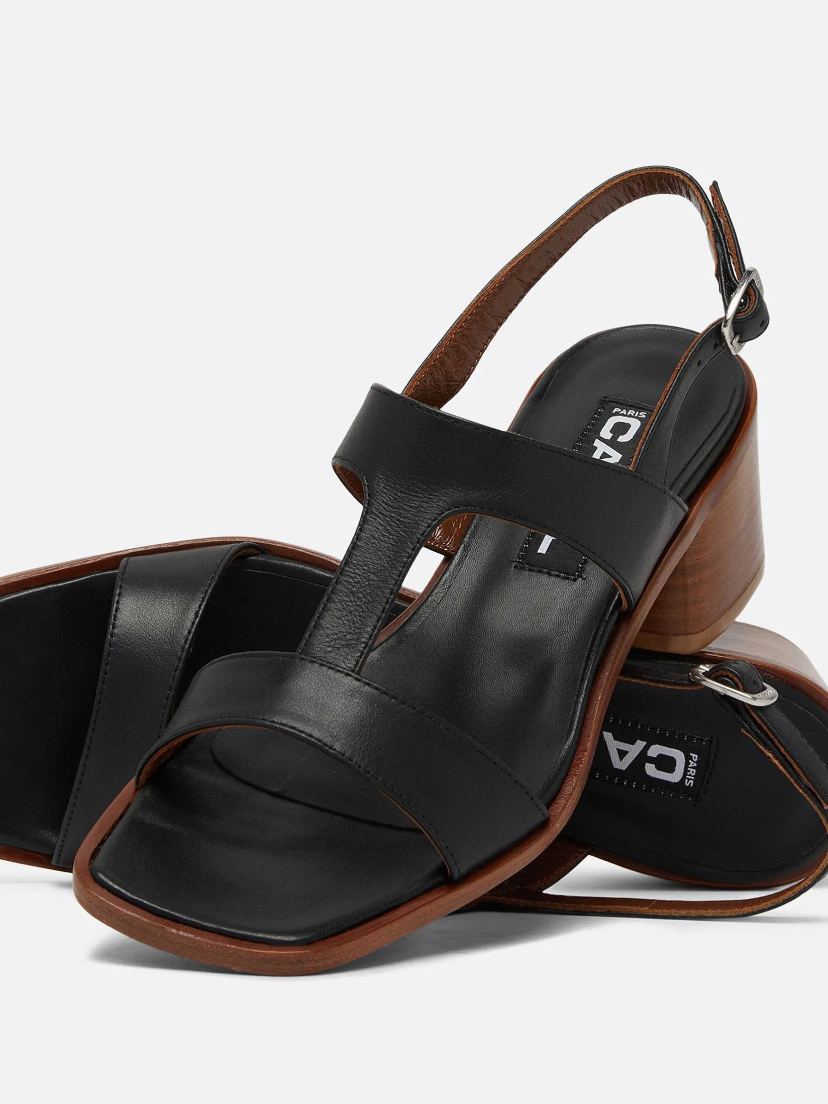 Black Leather Sandals-Carel Best Sale