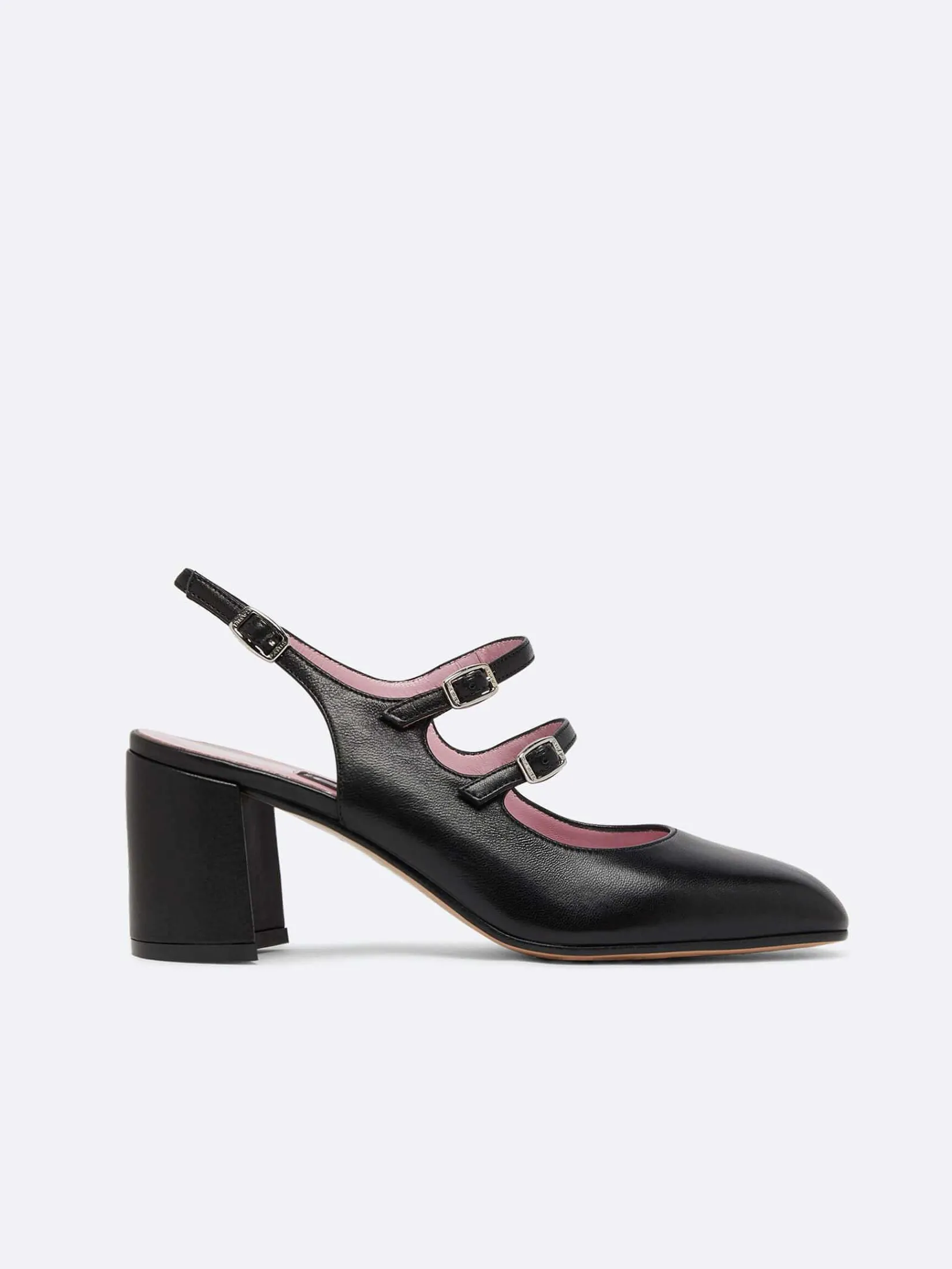 Black Leather Slingback Mary Janes-Carel Cheap