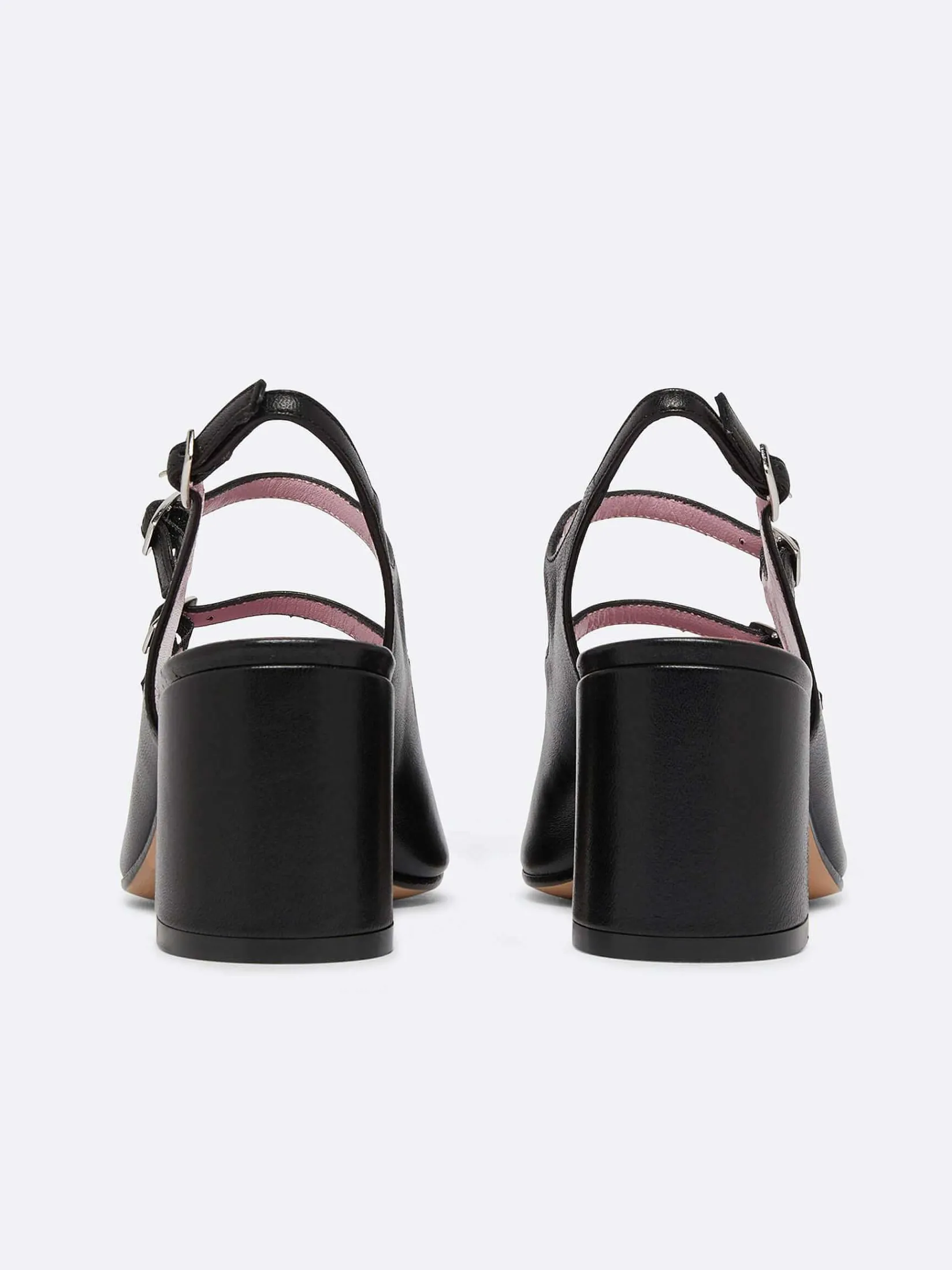 Black Leather Slingback Mary Janes-Carel Cheap