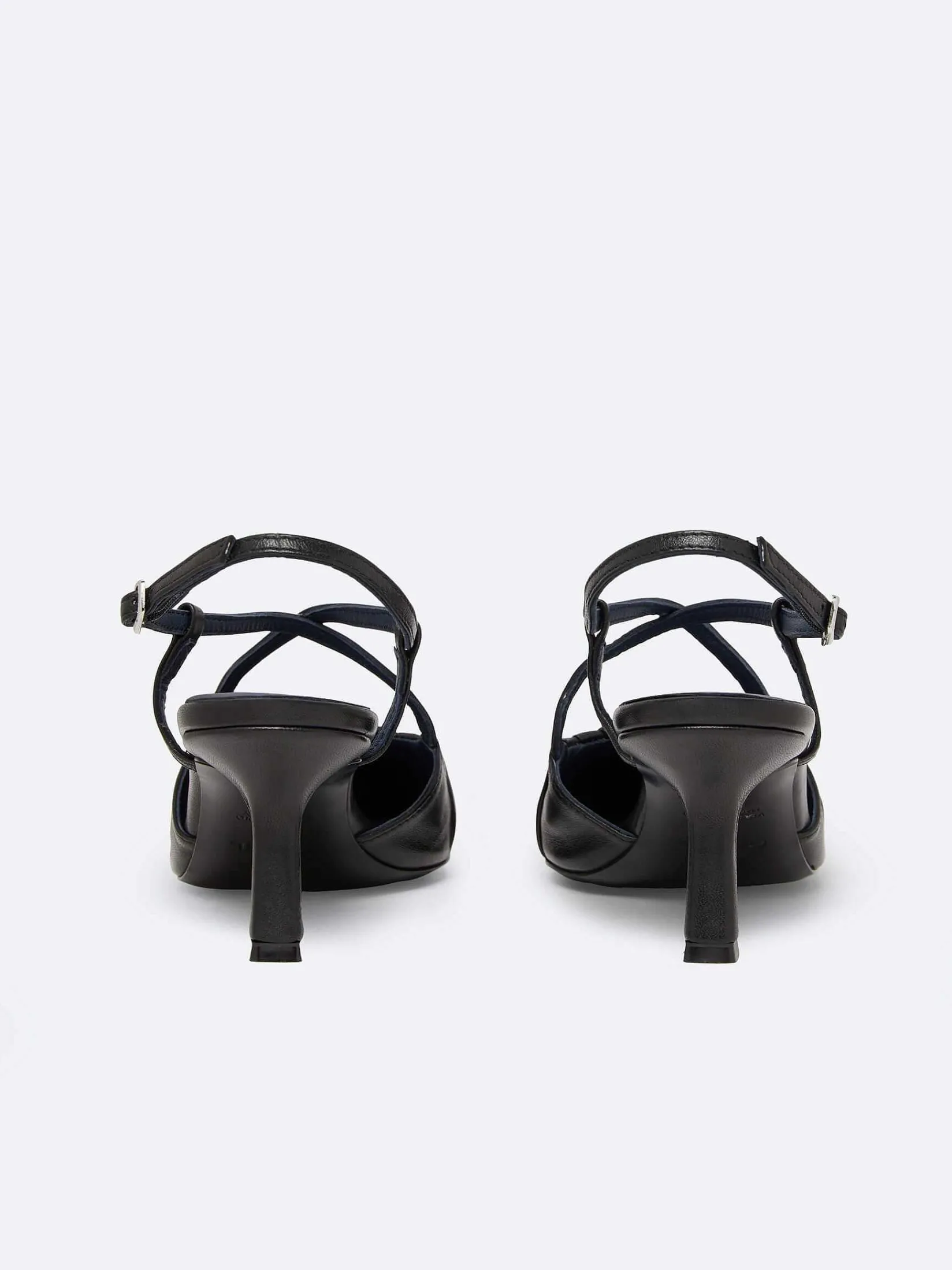 Black Leather Slingback Pumps-Carel Outlet