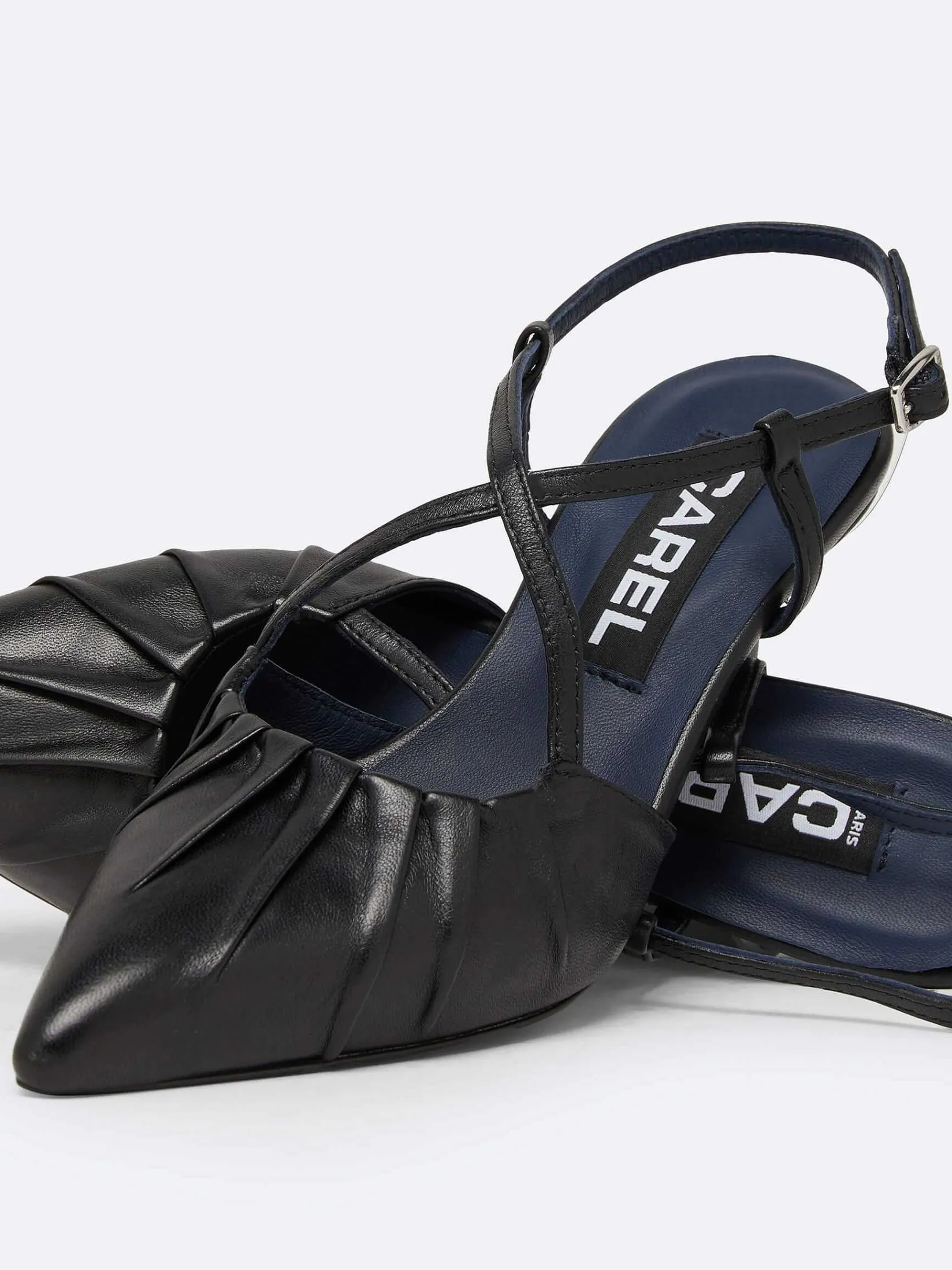 Black Leather Slingback Pumps-Carel Outlet