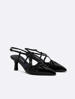 Black Naplack Leather Slingback Pumps-Carel Online