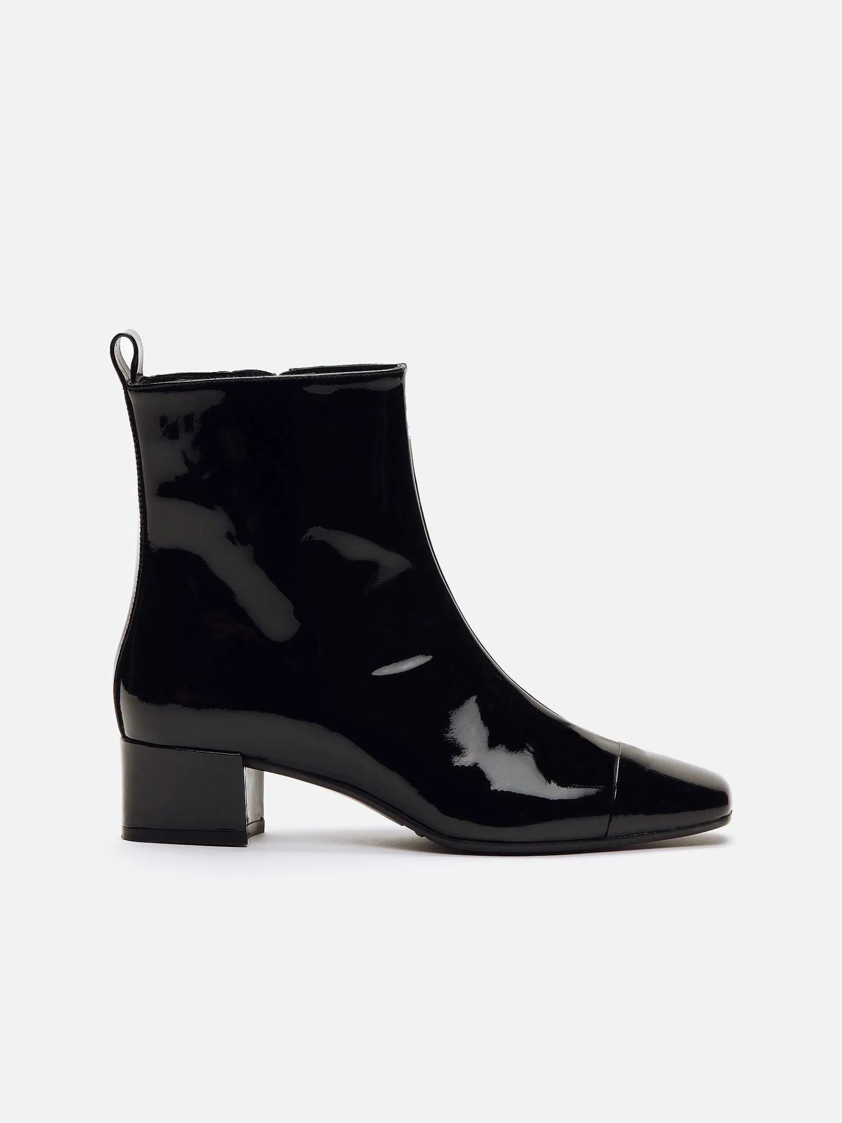 Black Patent Leather Ankle Boots-Carel Cheap