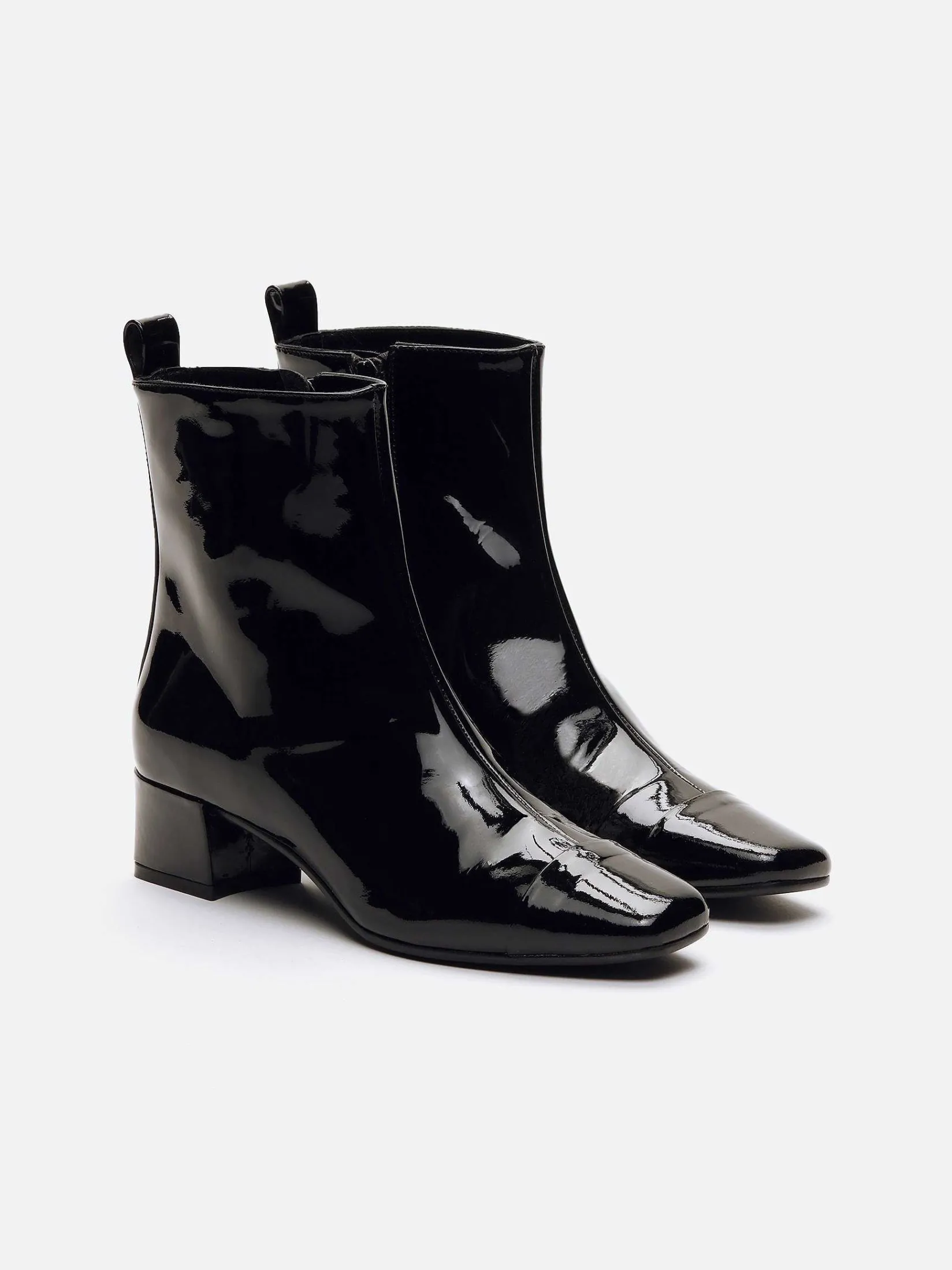 Black Patent Leather Ankle Boots-Carel Cheap