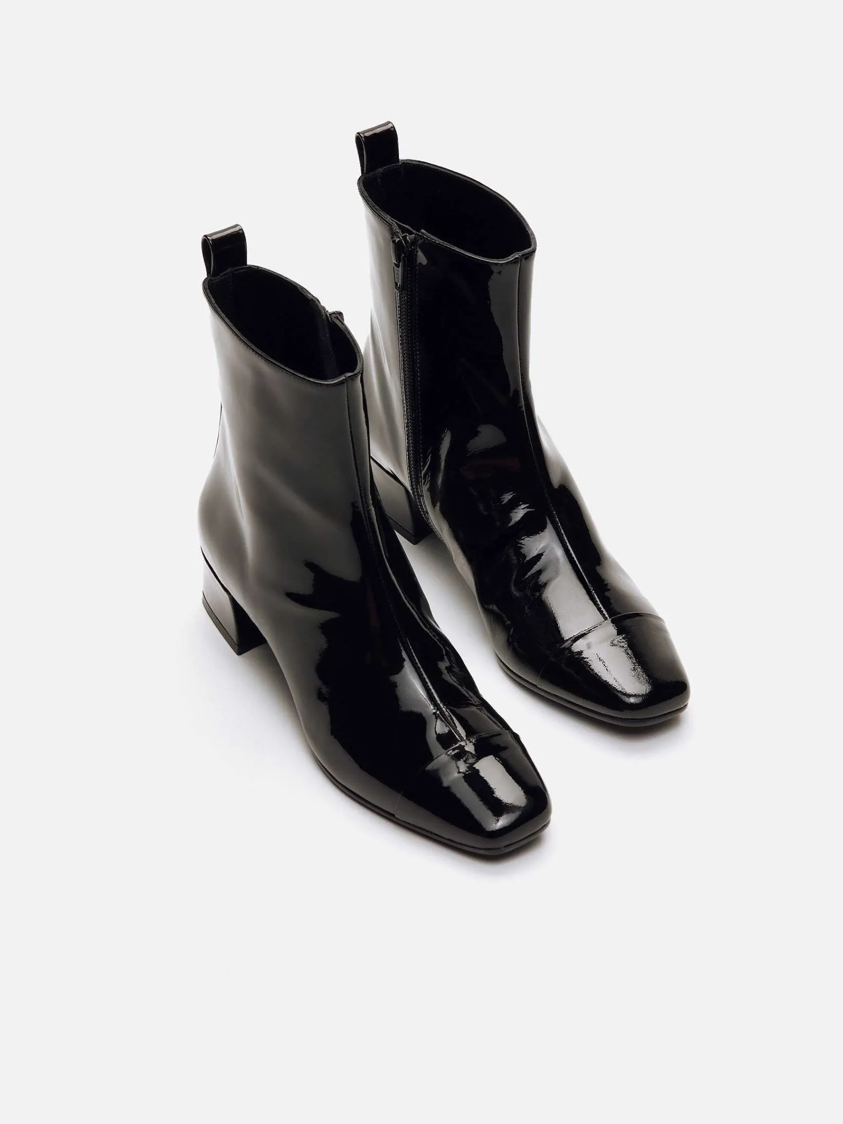 Black Patent Leather Ankle Boots-Carel Cheap