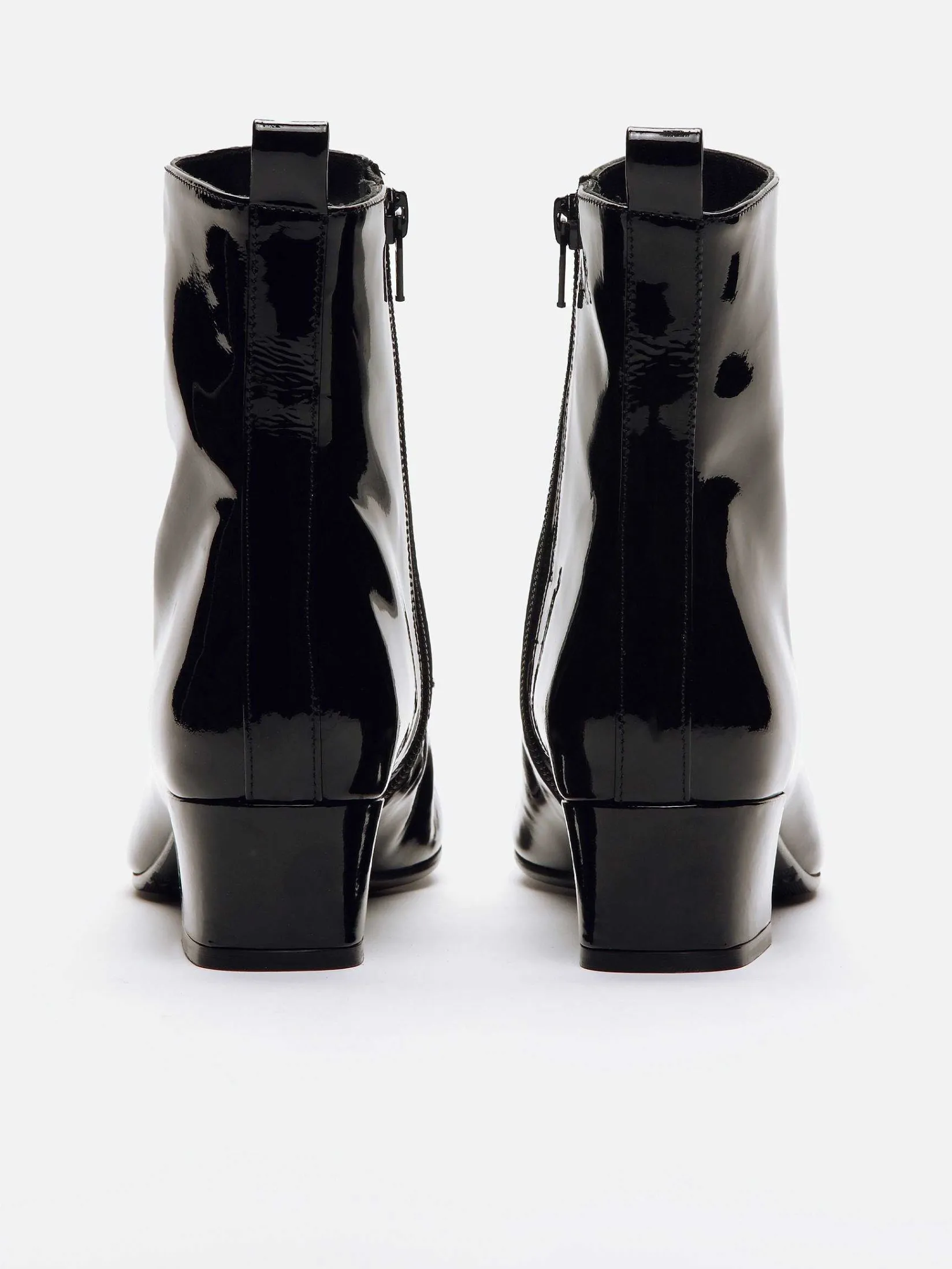 Black Patent Leather Ankle Boots-Carel Cheap