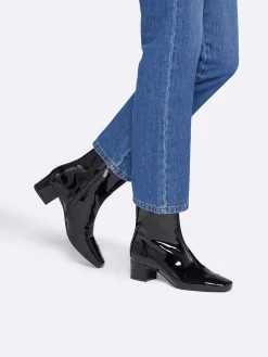 Black Patent Leather Ankle Boots-Carel Cheap