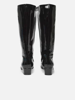 Black Patent Leather High Boots-Carel Cheap