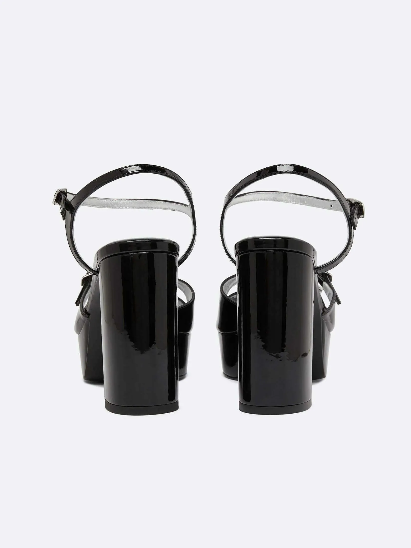 Black Patent Leather Platform Sandals-Carel Shop