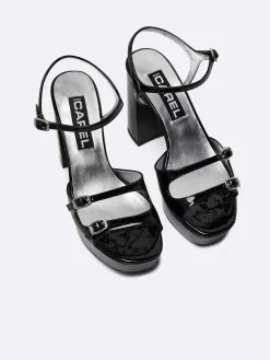 Black Patent Leather Platform Sandals-Carel Shop