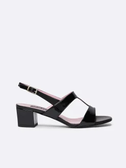 Black Patent Leather Sandals-Carel Fashion
