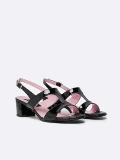 Black Patent Leather Sandals-Carel Fashion