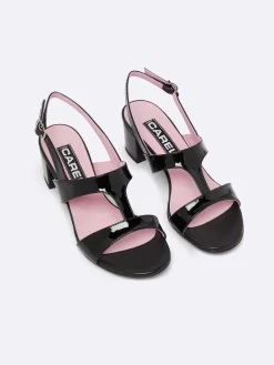 Black Patent Leather Sandals-Carel Fashion
