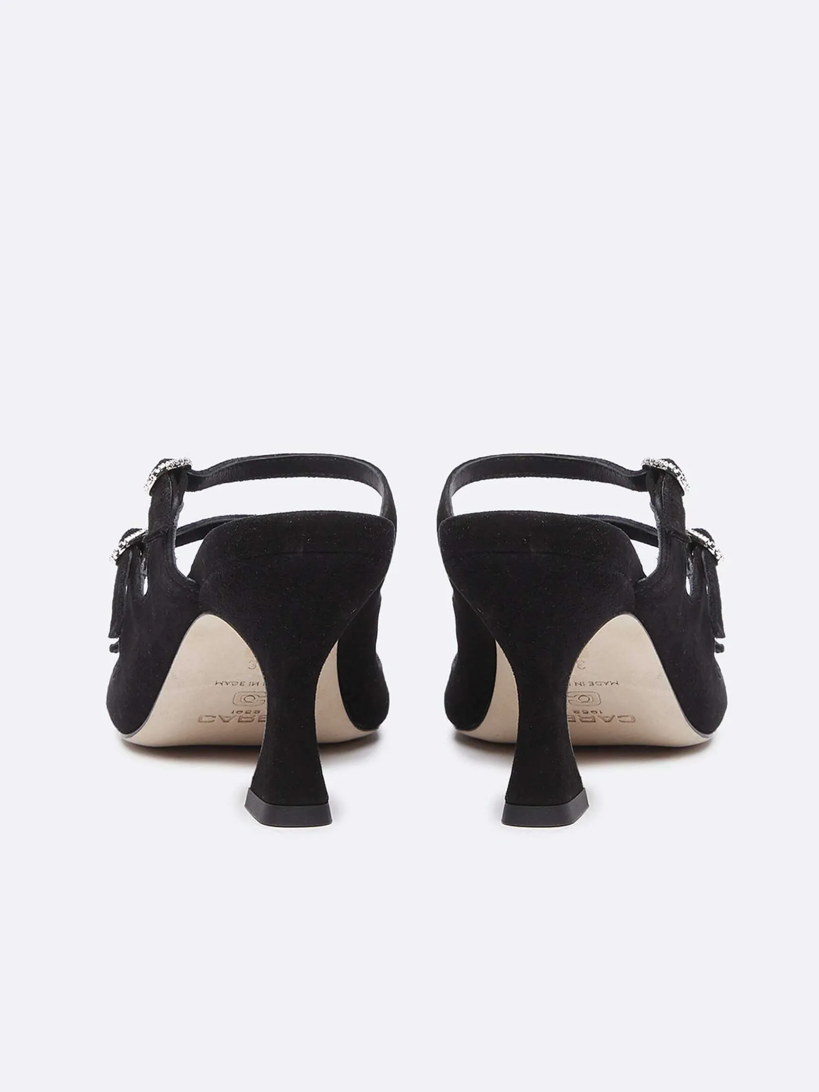 Black Suede Leather And Strass Buckles Mules-Carel Sale