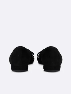 Black Suede Leather Ballet Flats-Carel Cheap