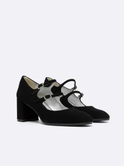 Black Suede Leather Mary Janes Pumps-Carel Best Sale