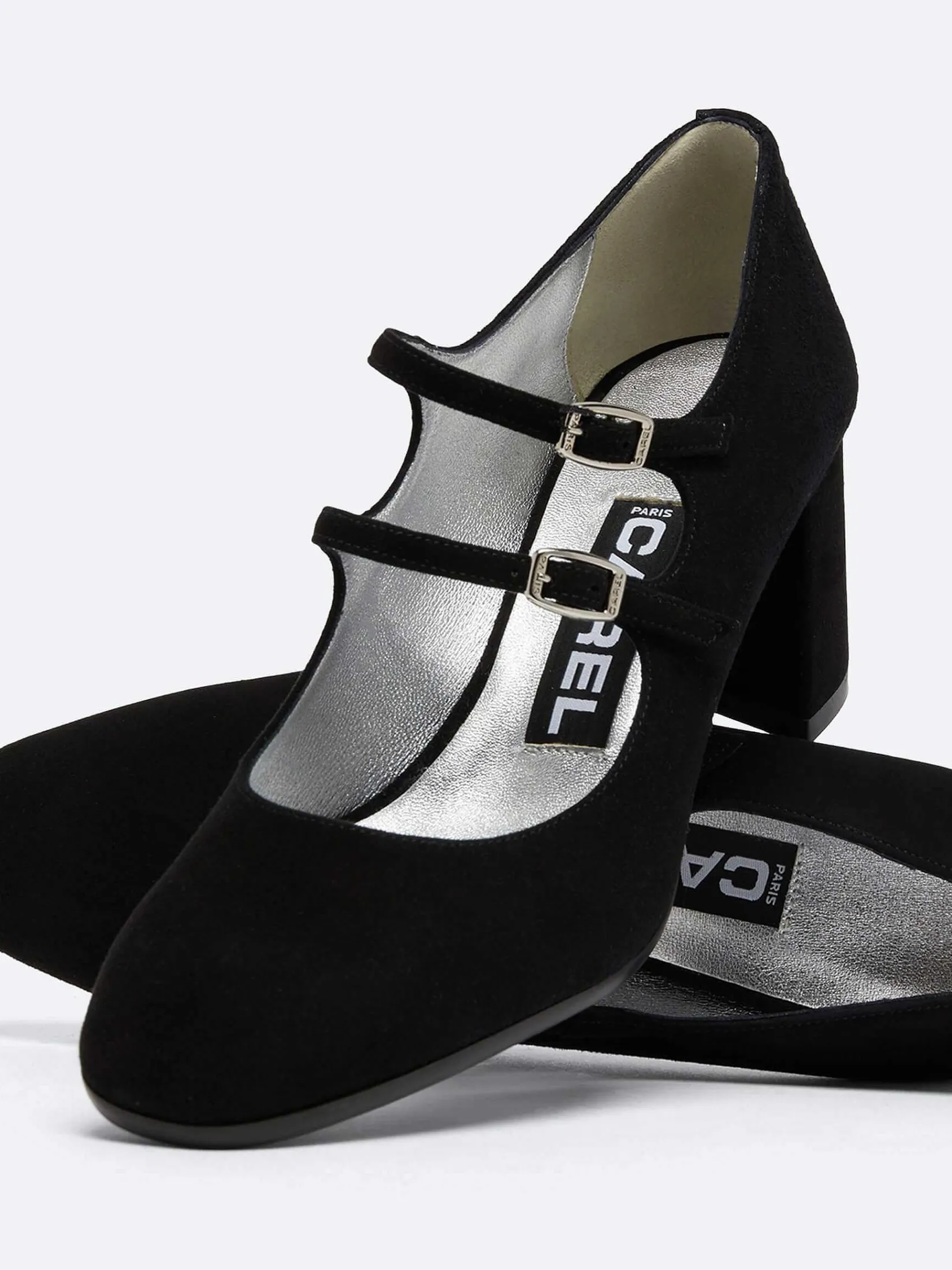 Black Suede Leather Mary Janes Pumps-Carel Best Sale