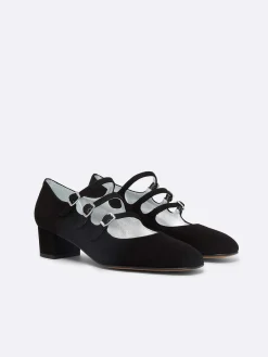Black Suede Leather Mary Janes Pumps-Carel Best Sale