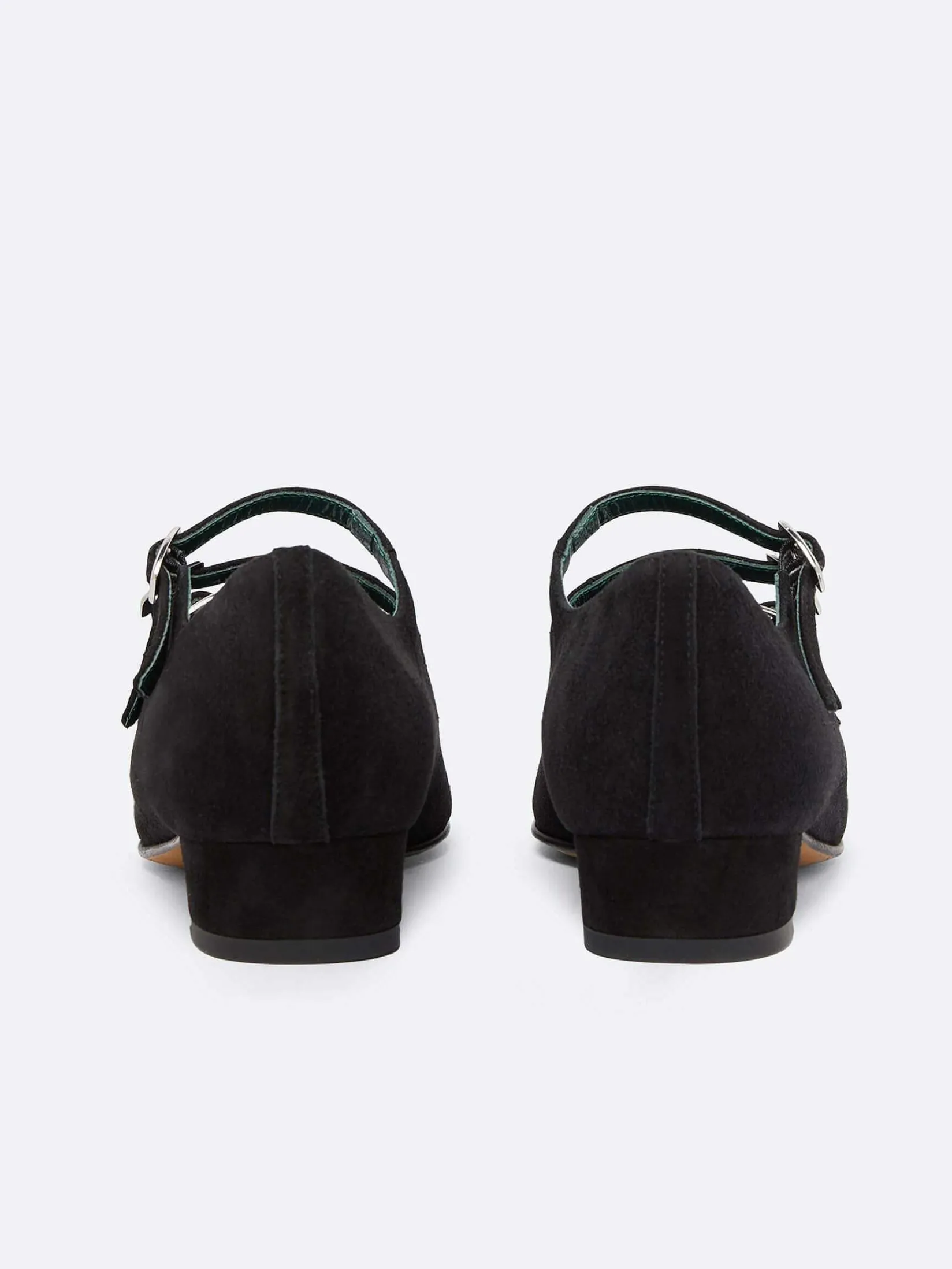 Black Suede Leather Mary Janes Ballet Flats-Carel Discount