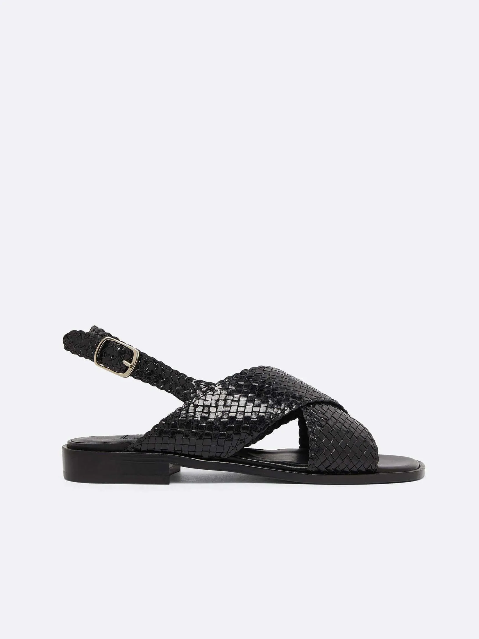 Black Woven Leather Sandals-Carel Best
